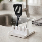 Kitchen Spoon Rest Holder - Non-Slip Plastic Rack for Spatula, Fork & Chopsticks
