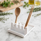 Kitchen Spoon Rest Holder - Non-Slip Plastic Rack for Spatula, Fork & Chopsticks