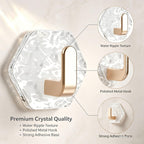 10PCS Water Ripple Hexagonal Self Adhesive Hooks, No Drill Wall Hooks, Self-Adhesive Hooks Easy Installation Bathroom Kitchen Wall Hook for Towels, Keys & Home Decor, Home Organization