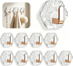 10PCS Water Ripple Hexagonal Self Adhesive Hooks, No Drill Wall Hooks, Self-Adhesive Hooks Easy Installation Bathroom Kitchen Wall Hook for Towels, Keys & Home Decor, Home Organization