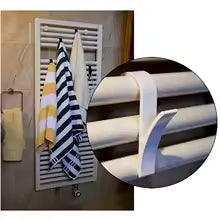 Towel Radiator Hanger Clips, Clear White Storage Hooks