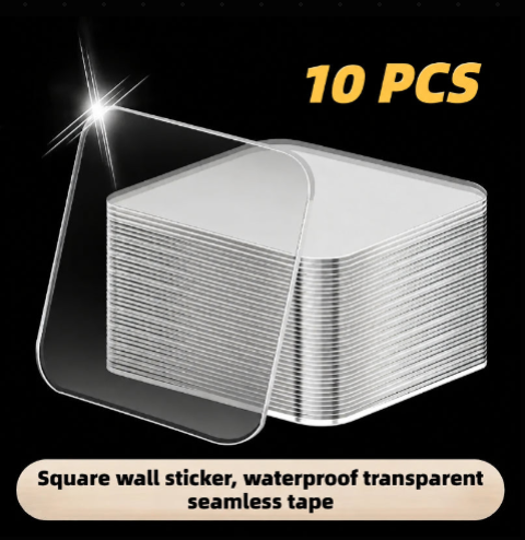 10-Pack High Viscosity Clear Double-Sided Tape, Washable Wall Fixing Adhesive