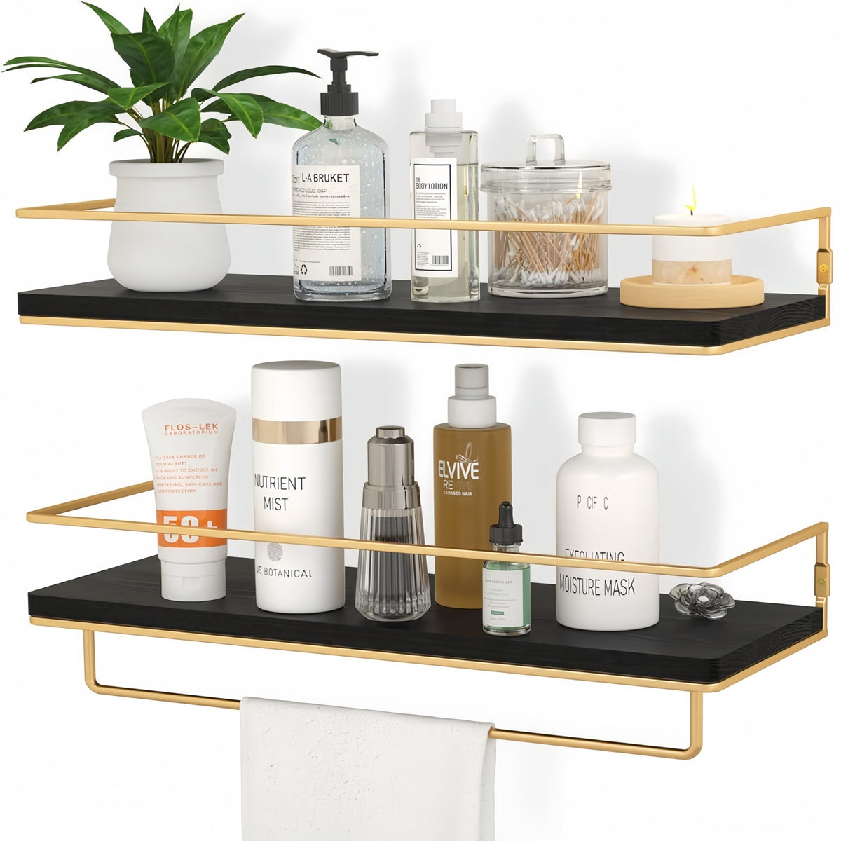 Floating Shelves 15.7" - Set of 2 Wall Mounted Wooden Shelves