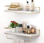 Floating Shelves 15.7" - Set of 2 Wall Mounted Wooden Shelves
