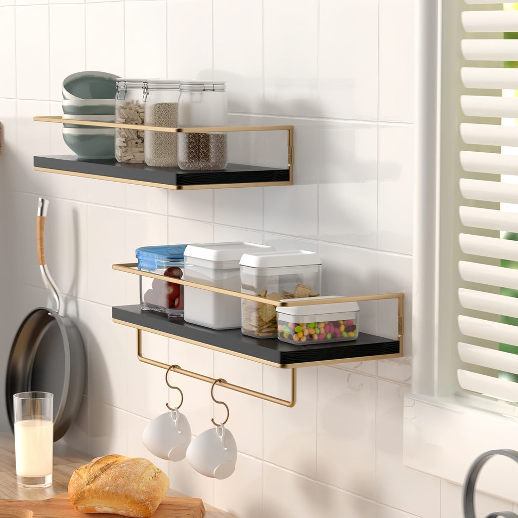 Floating Shelves 15.7" - Set of 2 Wall Mounted Wooden Shelves