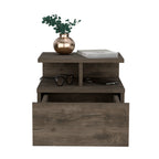 Floating Nightstand - One Drawer Dark Walnut Wall Mounted Bedside Table