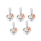 925 Sterling Silver Grandma Heart Charm - 'I Love You to the Moon and Back'