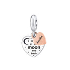 925 Sterling Silver Grandma Heart Charm - 'I Love You to the Moon and Back'