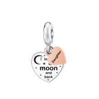 925 Sterling Silver Grandma Heart Charm - 'I Love You to the Moon and Back'