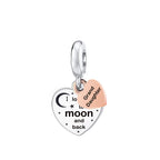 925 Sterling Silver Grandma Heart Charm - 'I Love You to the Moon and Back'