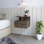 Floating Nightstand - One Drawer Dark Walnut Wall Mounted Bedside Table