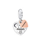 925 Sterling Silver Grandma Heart Charm - 'I Love You to the Moon and Back'