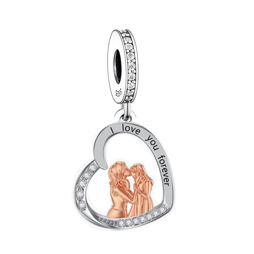 925 Sterling Silver Love Kiss Heart Charm Bead for Grandma