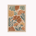Retro Floral Wall Art Set of 3 - Scandinavian Botanical Canvas Prints