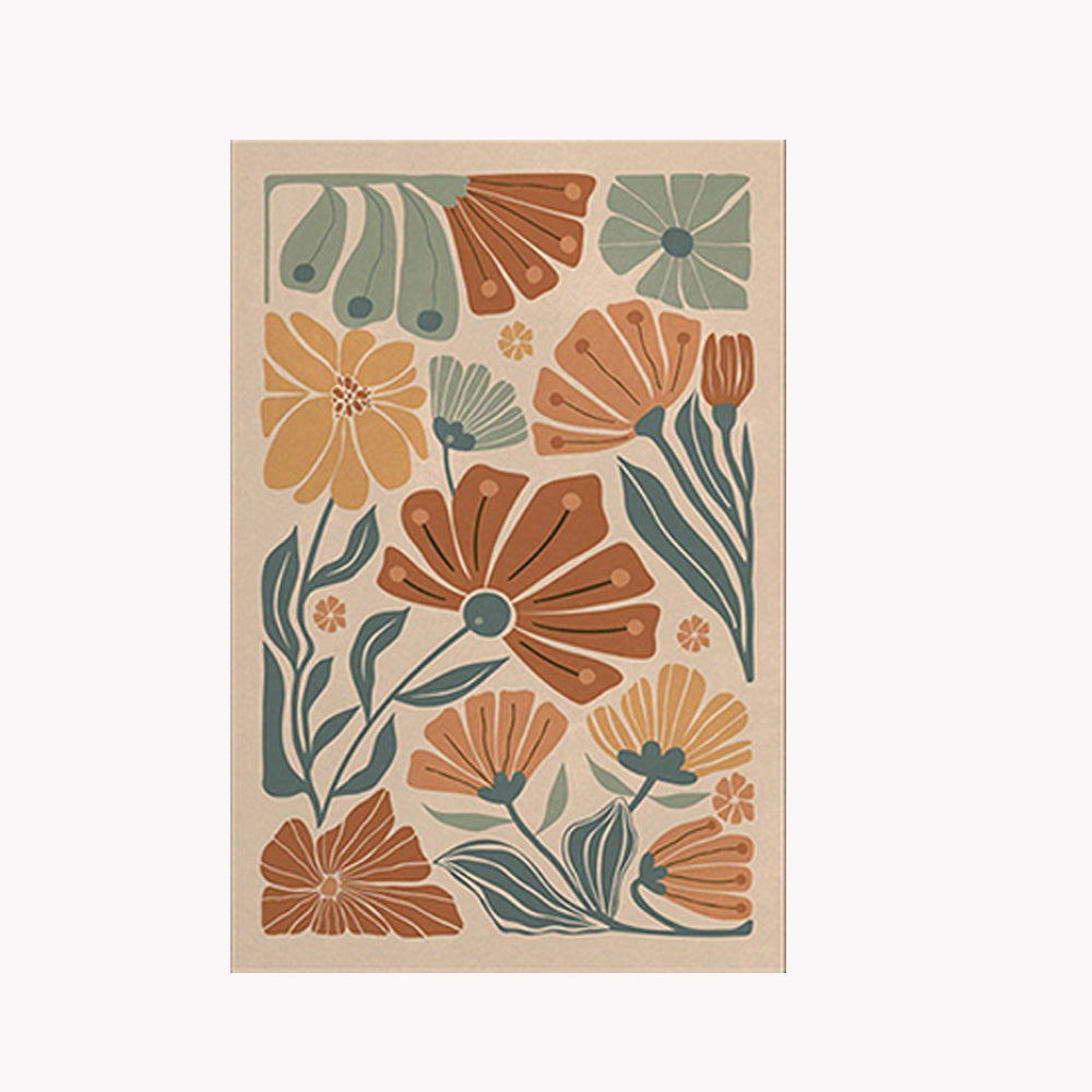 Retro Floral Wall Art Set of 3 - Scandinavian Botanical Canvas Prints