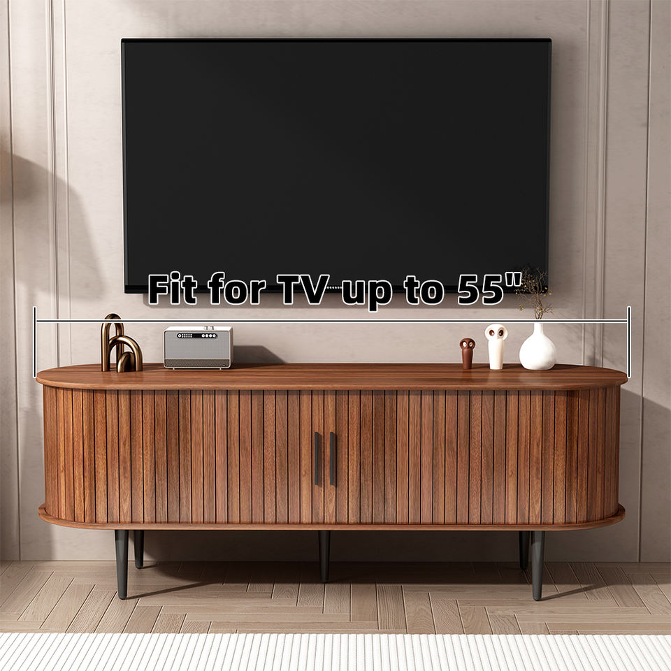 Modern 55" Wood TV Stand Console Table with Storage - Sliding Door