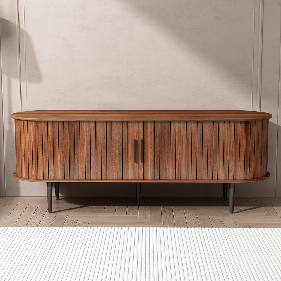 Modern 55" Wood TV Stand Console Table with Storage - Sliding Door