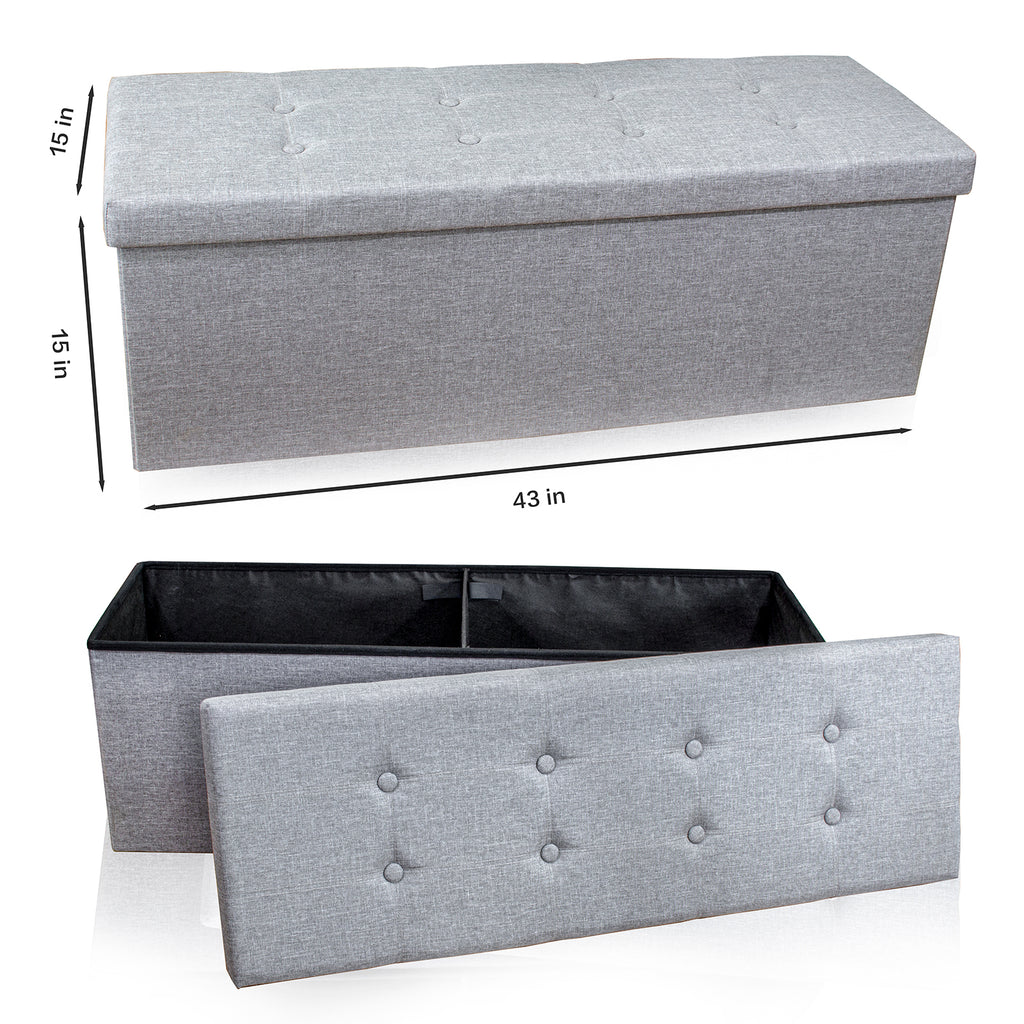 43 Inch Foldable Storage Ottoman Bench - Modern Storage Bench