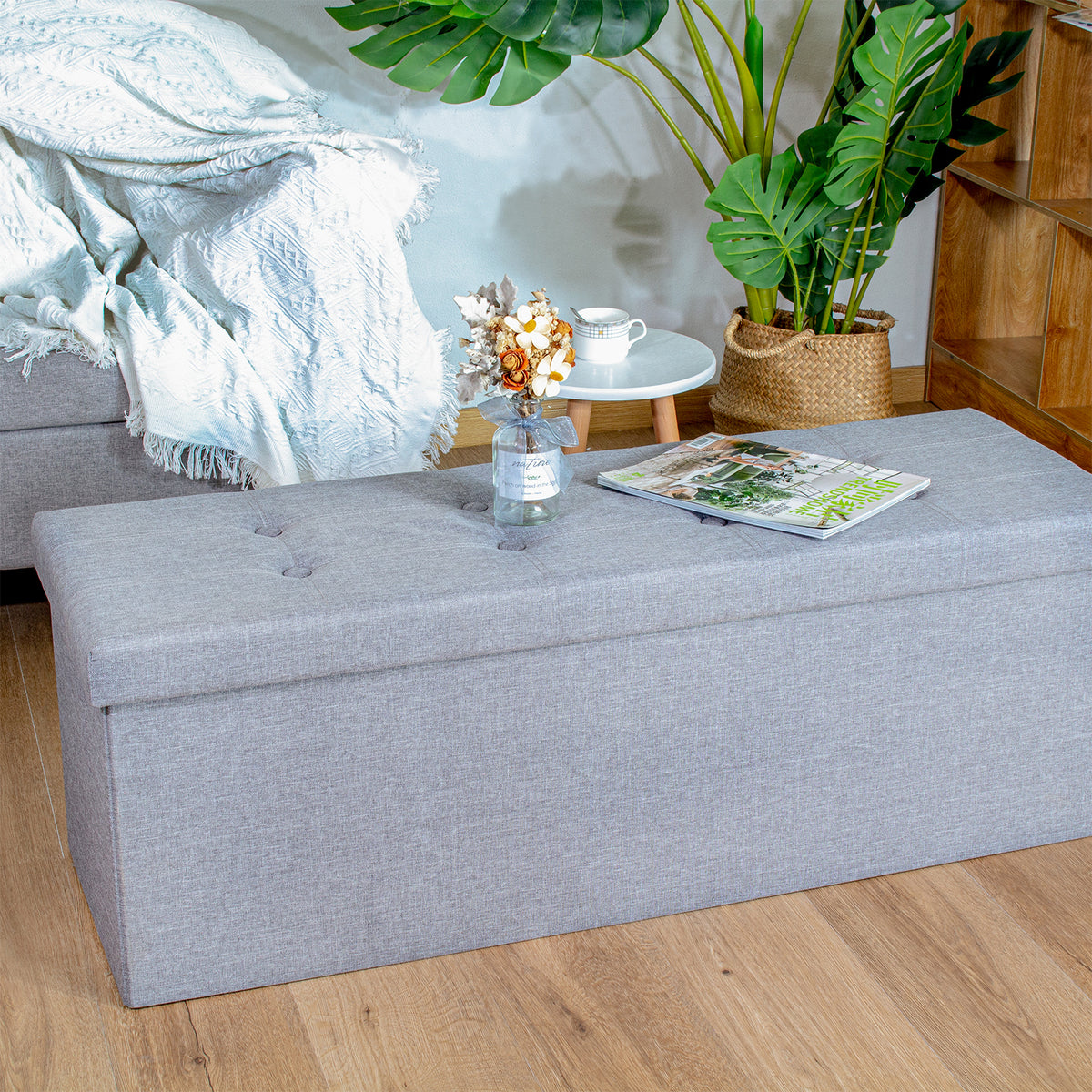 43 Inch Foldable Storage Ottoman Bench - Modern Storage Bench