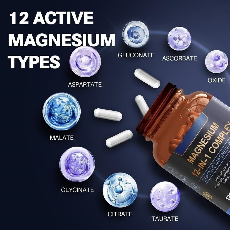 Magnesium 12-in-1 Complex Capsules - 120 Capsules Dietary Supplement