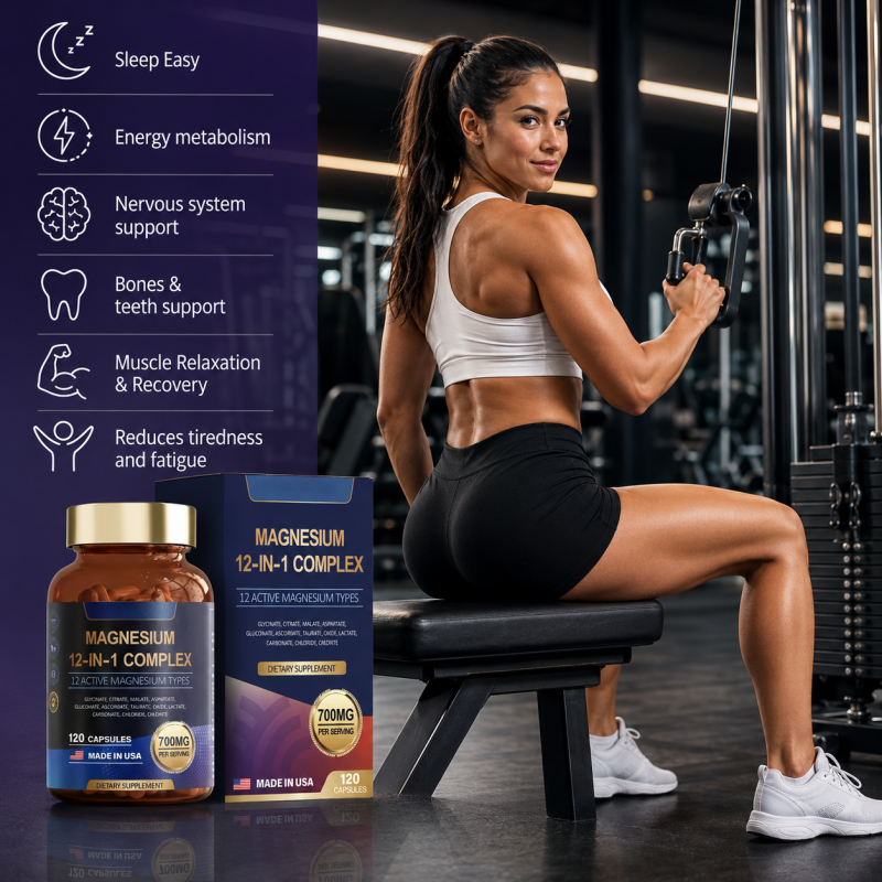 Magnesium 12-in-1 Complex Capsules - 120 Capsules Dietary Supplement