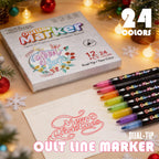 Double Line Outline Markers 12PCS - 24 Colors Metallic Art Pens for DIY Cards & Drawing