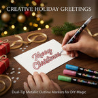 Double Line Outline Markers 12PCS - 24 Colors Metallic Art Pens for DIY Cards & Drawing