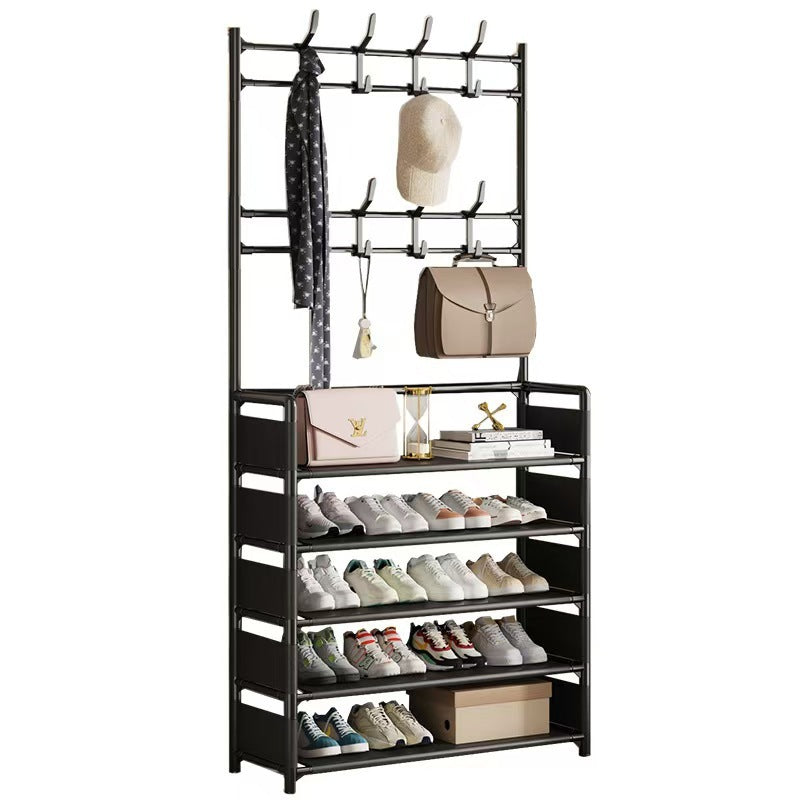 Over-Door Shoe Rack Organizer - Portable 3-Layer Shoe Storage Cabinet with Coat Hooks