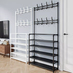 Over-Door Shoe Rack Organizer - Portable 3-Layer Shoe Storage Cabinet with Coat Hooks