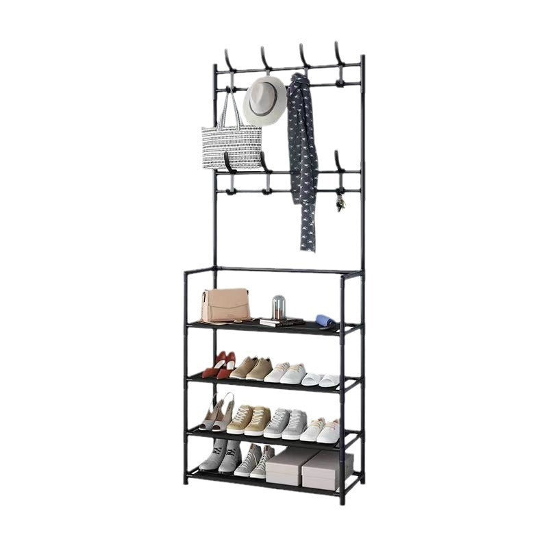 Over-Door Shoe Rack Organizer - Portable 3-Layer Shoe Storage Cabinet with Coat Hooks