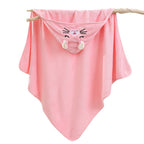 Baby Hooded Bath Towel - Soft Coral Fleece, Cute Cartoon Animal Design for Newborns