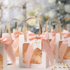 Sweet Moment Paper Gift Bags with Window - Wedding Favor Bags, Pink Party Gift Bags