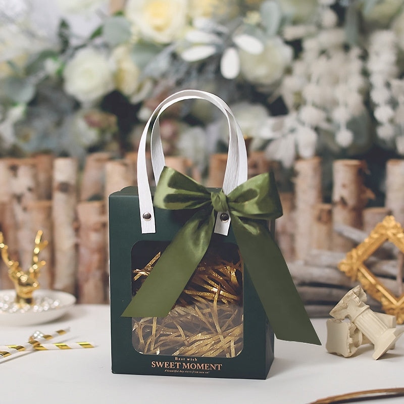 Sweet Moment Paper Gift Bags with Window - Wedding Favor Bags, Pink Party Gift Bags