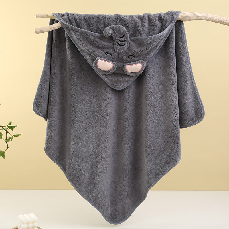 Baby Hooded Bath Towel - Soft Coral Fleece, Cute Cartoon Animal Design for Newborns