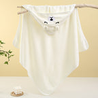 Baby Hooded Bath Towel - Soft Coral Fleece, Cute Cartoon Animal Design for Newborns