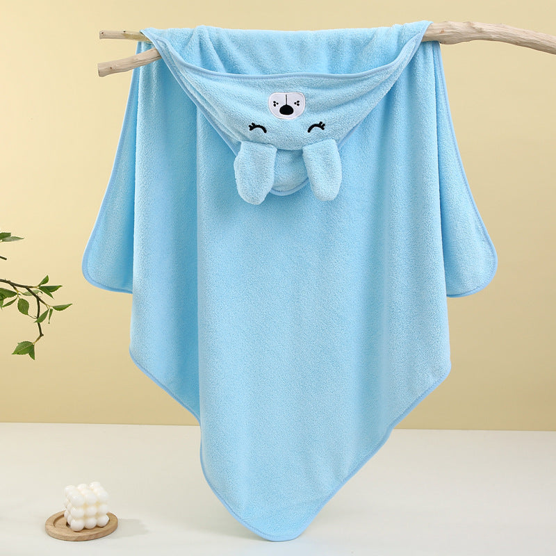 Baby Hooded Bath Towel - Soft Coral Fleece, Cute Cartoon Animal Design for Newborns