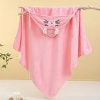 Baby Hooded Bath Towel - Soft Coral Fleece, Cute Cartoon Animal Design for Newborns