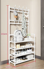 Over-Door Shoe Rack Organizer - Portable 3-Layer Shoe Storage Cabinet with Coat Hooks