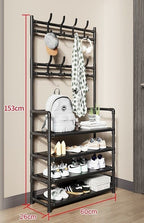 Over-Door Shoe Rack Organizer - Portable 3-Layer Shoe Storage Cabinet with Coat Hooks