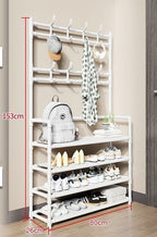 Over-Door Shoe Rack Organizer - Portable 3-Layer Shoe Storage Cabinet with Coat Hooks