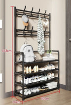 Over-Door Shoe Rack Organizer - Portable 3-Layer Shoe Storage Cabinet with Coat Hooks