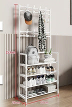 Over-Door Shoe Rack Organizer - Portable 3-Layer Shoe Storage Cabinet with Coat Hooks