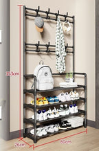 Over-Door Shoe Rack Organizer - Portable 3-Layer Shoe Storage Cabinet with Coat Hooks