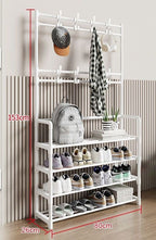 Over-Door Shoe Rack Organizer - Portable 3-Layer Shoe Storage Cabinet with Coat Hooks