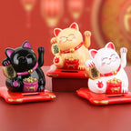 Solar Powered Lucky Fortune Cat - Waving Arm Maneki-neko for Car & Home