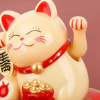 Solar Powered Lucky Fortune Cat - Waving Arm Maneki-neko for Car & Home