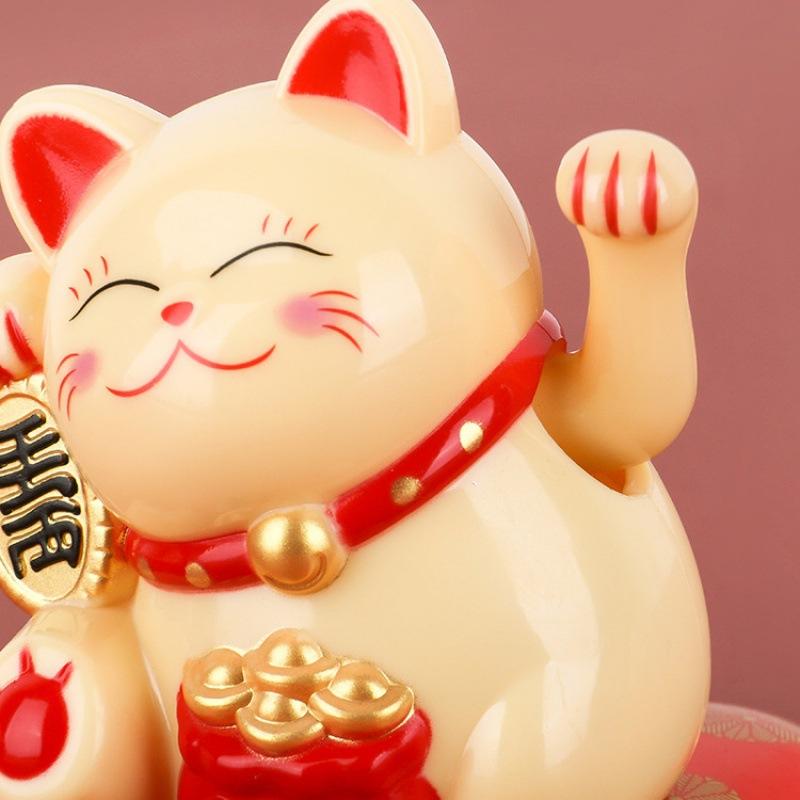 Solar Powered Lucky Fortune Cat - Waving Arm Maneki-neko for Car & Home