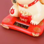 Solar Powered Lucky Fortune Cat - Waving Arm Maneki-neko for Car & Home