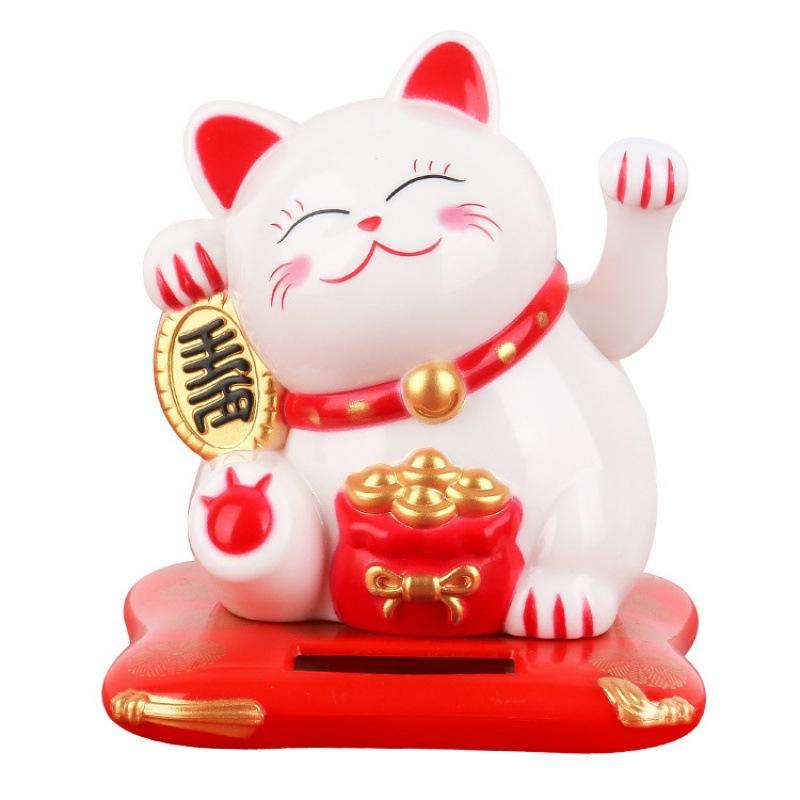 Solar Powered Lucky Fortune Cat - Waving Arm Maneki-neko for Car & Home