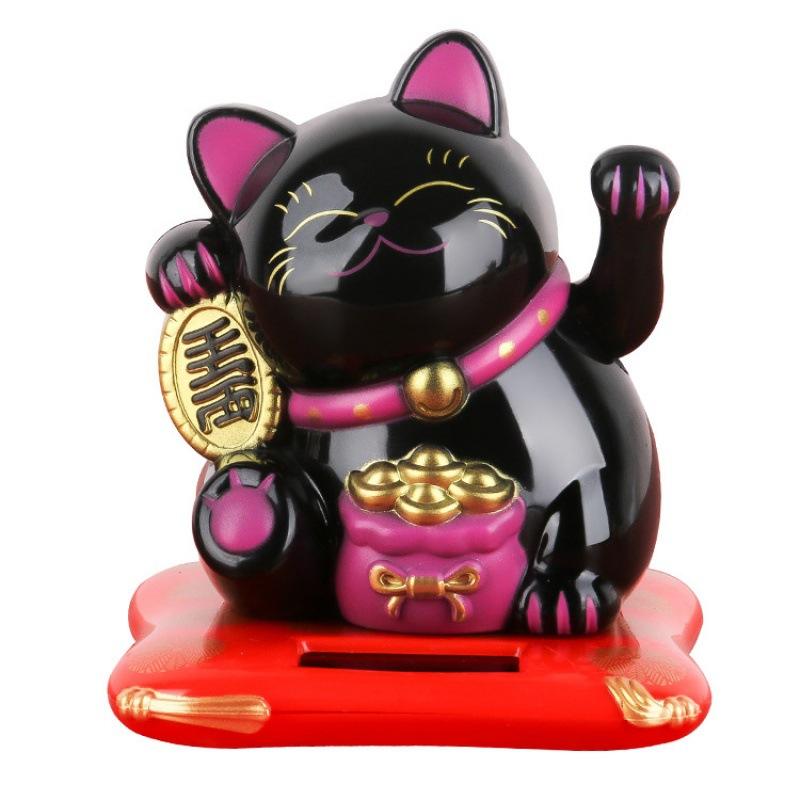 Solar Powered Lucky Fortune Cat - Waving Arm Maneki-neko for Car & Home